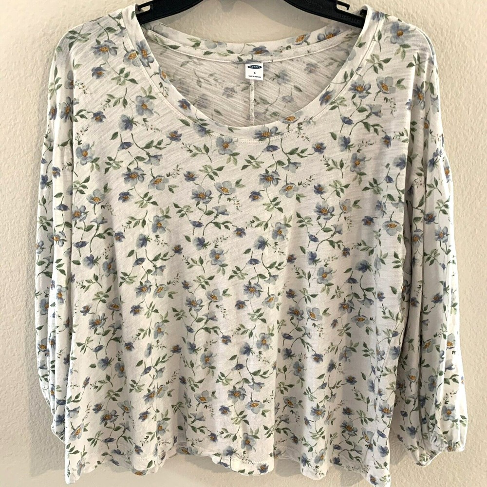 Old Navy Top Size Small Floral Popover Lightweight Relaxed Cotton